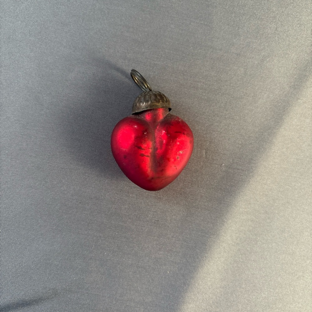 Vintage Kugel Style Heart Christmas Ornament Red Retro Collectible Decoration 2” - Picture 3 of 6